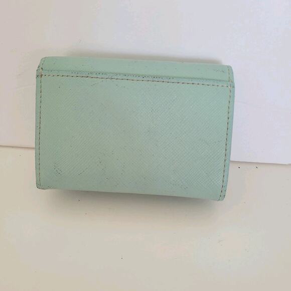 Lanvin Unisex Blue Teal Trifold Leather Wallet Card Bill Coin Compact Small Box - Picture 3 of 10